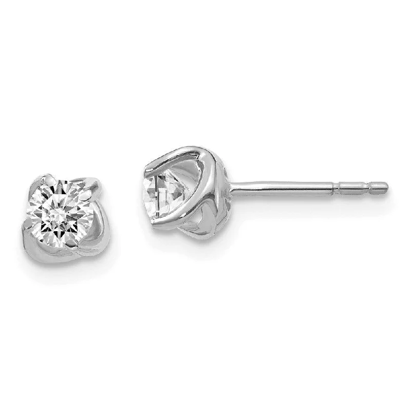 modern geometric ladies earrings-14k White Gold Fancy Twist Diamond Earrings