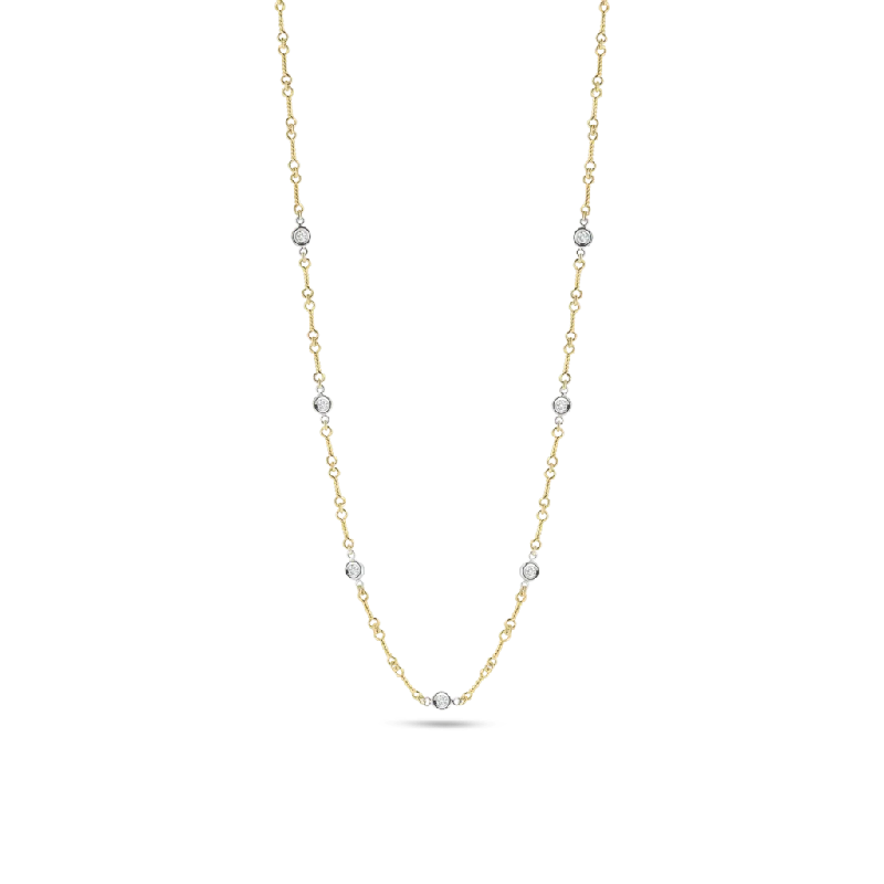 old European cut ladies necklace-18k Yellow Gold Diamonds by the Inch Dogbone Necklace