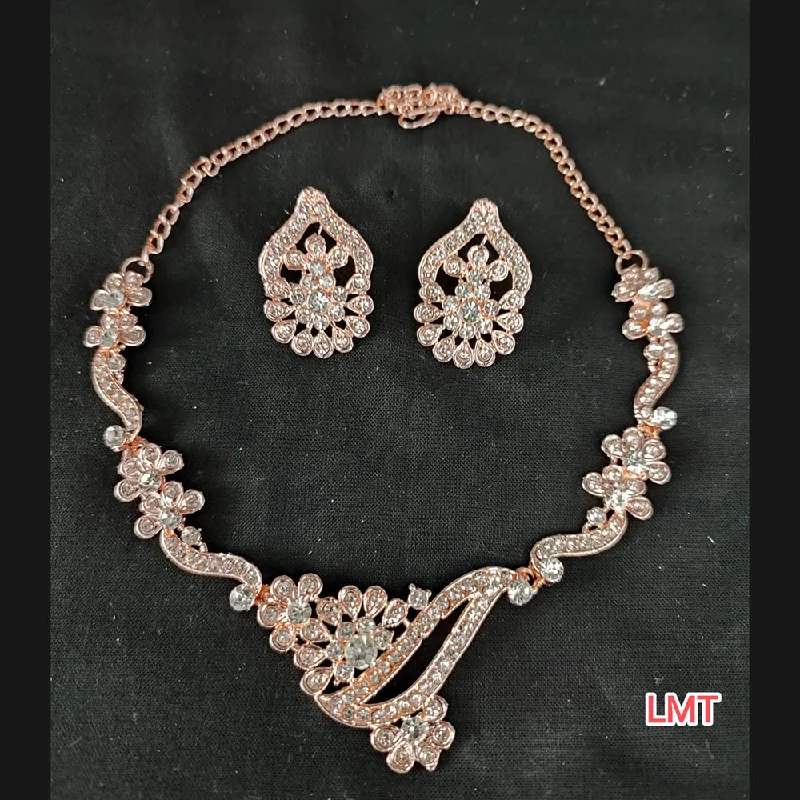 handcrafted ladies necklace-Lucentarts Jewellery Rose Gold Plated Austrian Stone Necklace Set