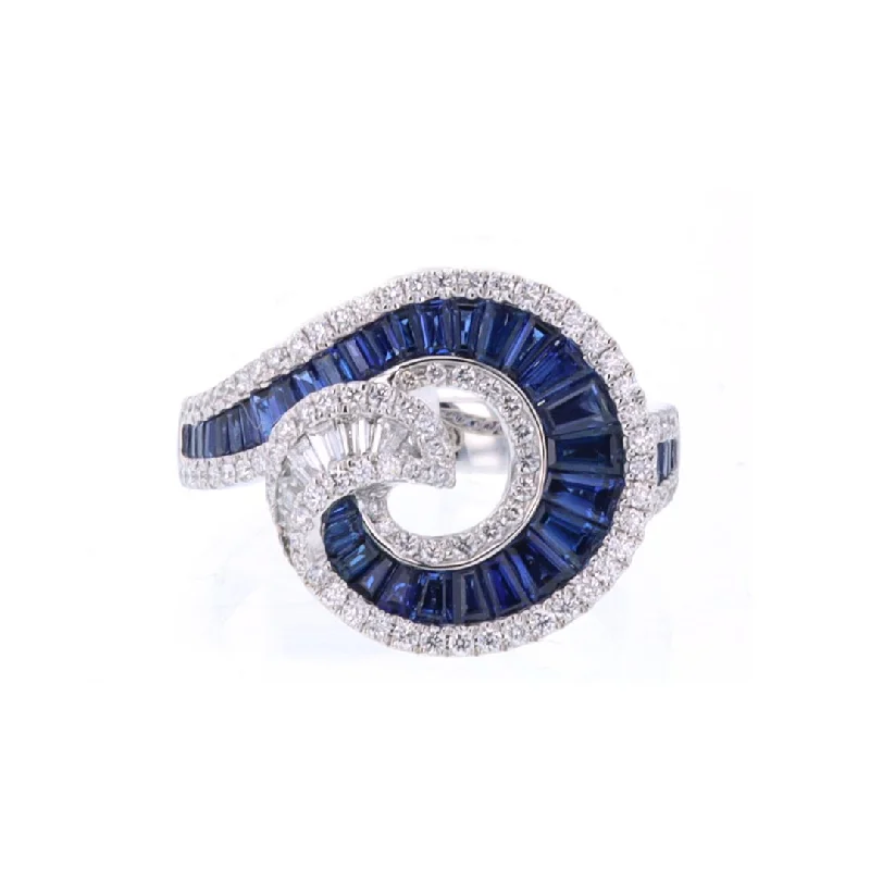 celestial orbit engagement ring for women-Blue Sapphire & Diamond Ring