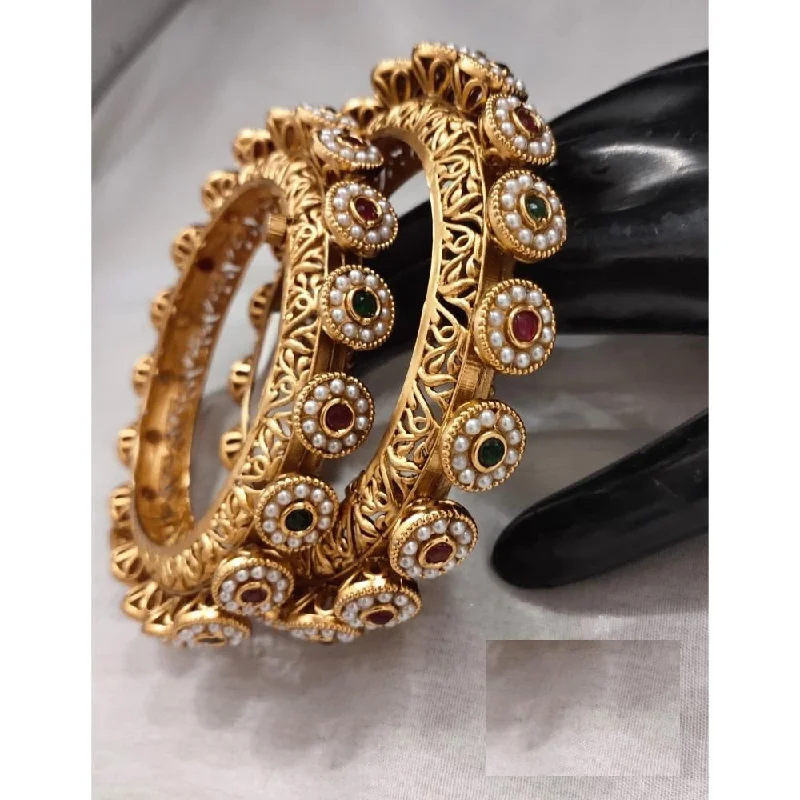 heirloom-inspired ladies bracelet-Akruti Collection Copper Gold Plated Bangle Set