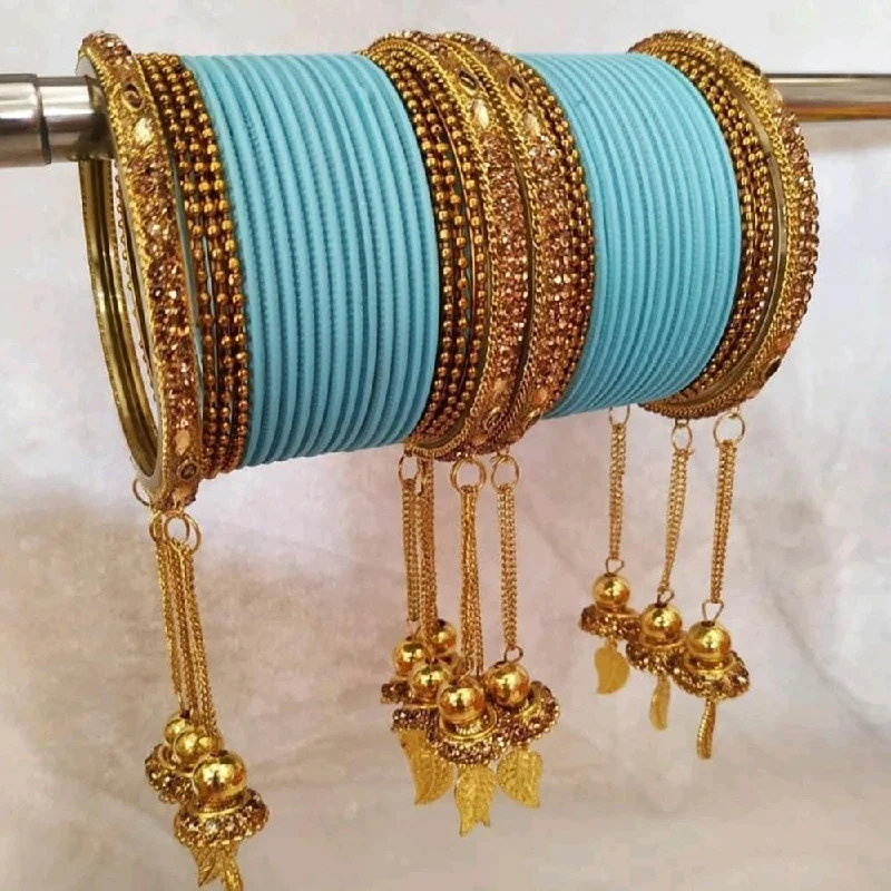 elegant wedding ladies bracelet-Martina Jewels Pack Of 6 Traditional Gold Plated Thread Bangles Set