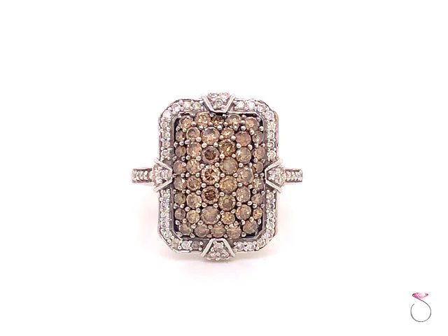 filigree design ladies ring-Le Vian Chocolate & White Diamond Vintage Frame Halo Ring