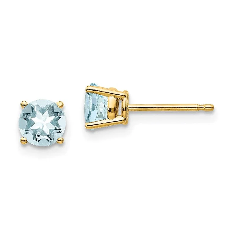 classic ladies earrings-14k Aquamarine Post Earrings