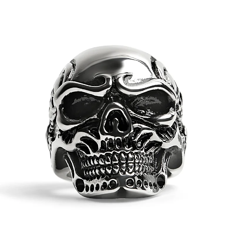 elegant ladies ring-Stainless Steel Skull With Skeleton Accents Ring / SCR4048