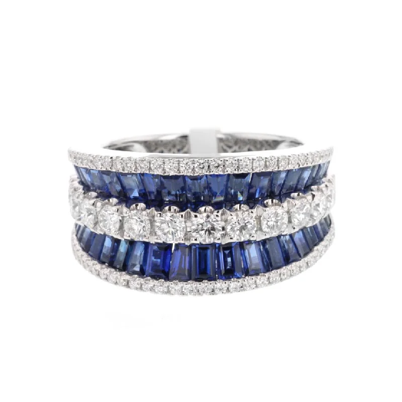 high-end designer engagement ring for women-Blue Sapphire & Diamond Ring