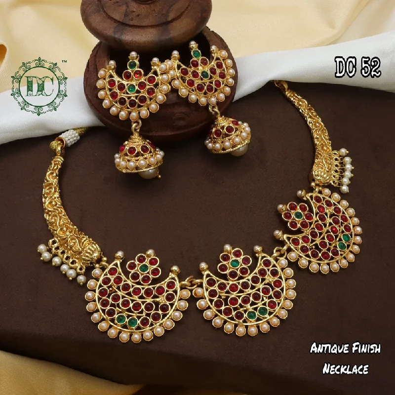 lariat drop ladies necklace-Diksha Collection Gold Plated Necklace Set