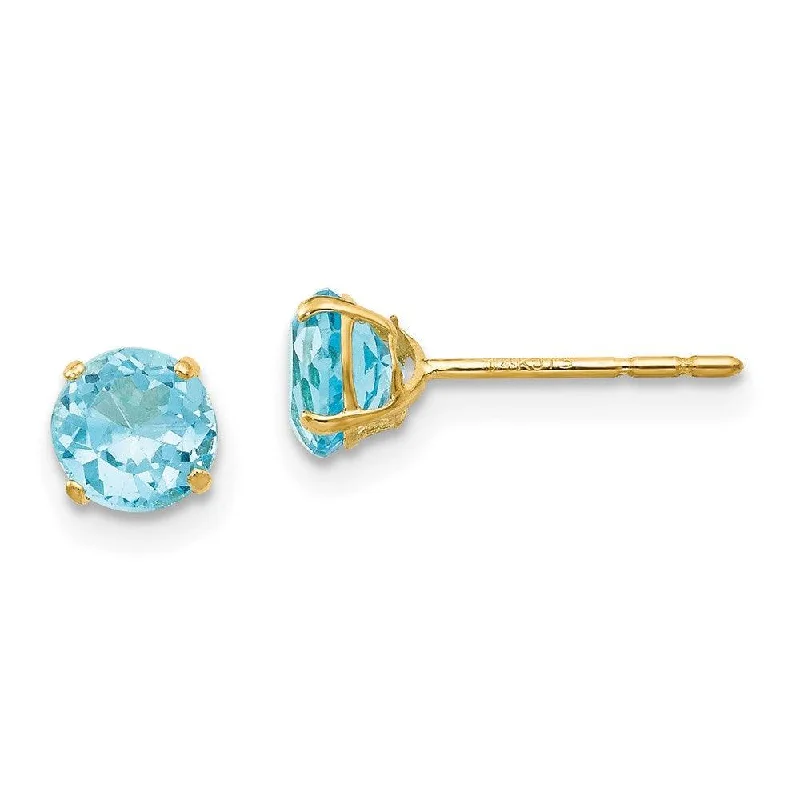 Victorian-style ladies earrings-Madi K Kid's 14k  Round Blue Topaz 5mm Post Earrings