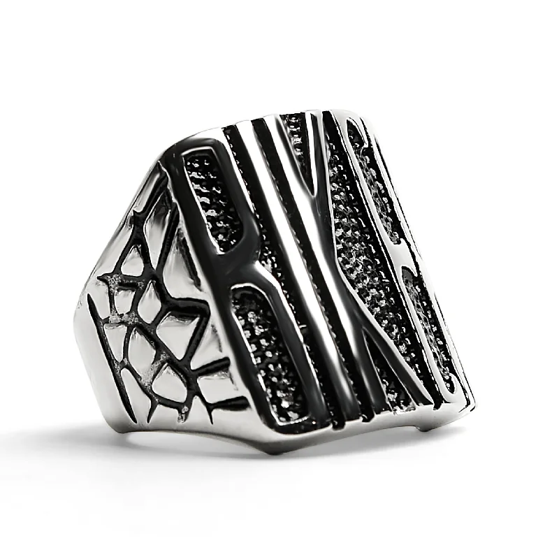 heirloom style ladies ring-Stainless Steel Polished "BIKER" Men's Ring / SCR2223