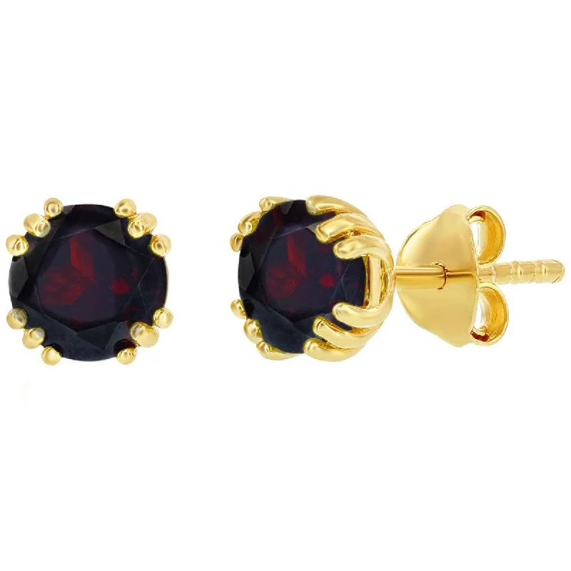 handmade ladies earrings-Classic Women's Earrings - Gold Plated January Birthstone Round 6mm Stud | D-8274